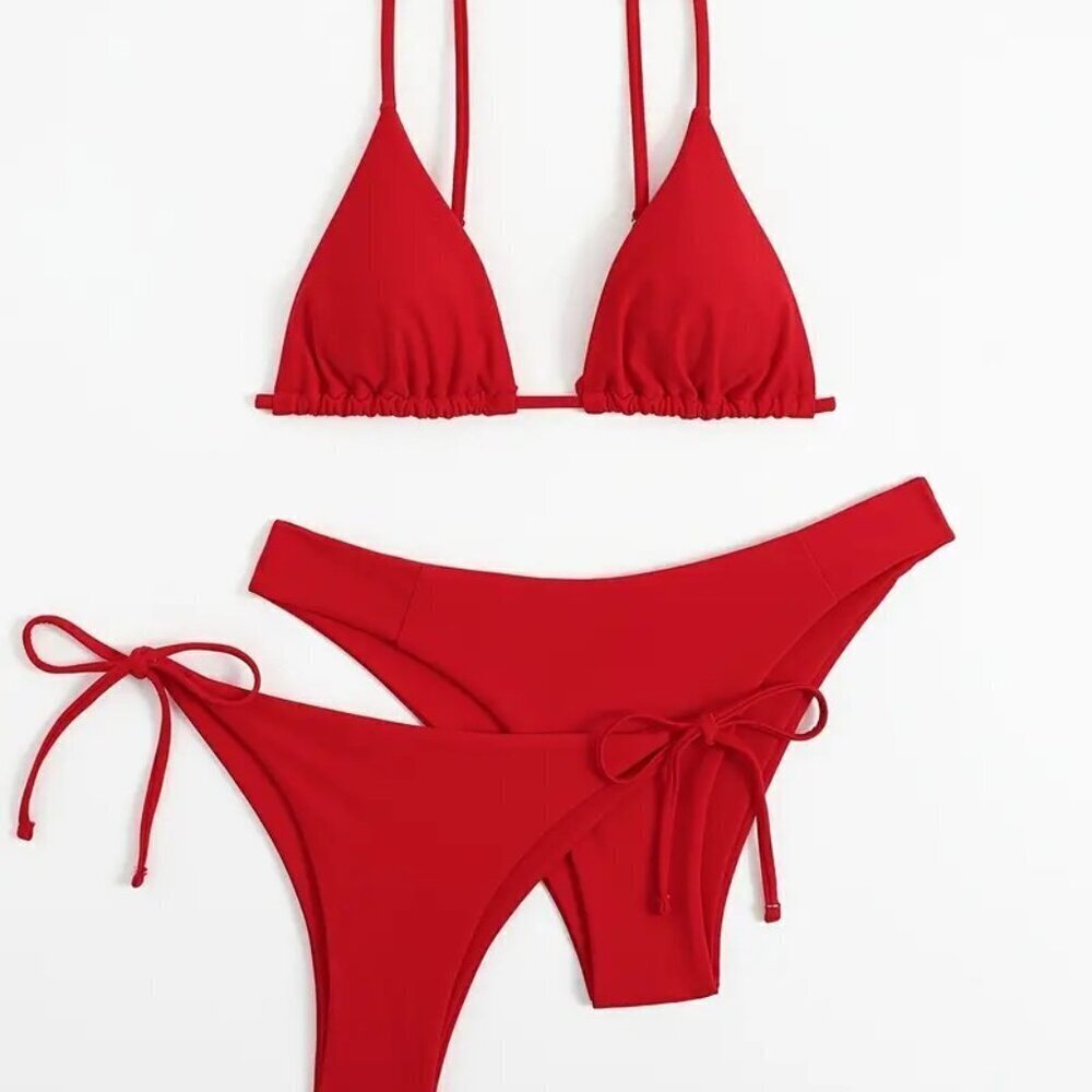3-Pieces Triangle Bikini (Color: Red) - Picture 5 of 5